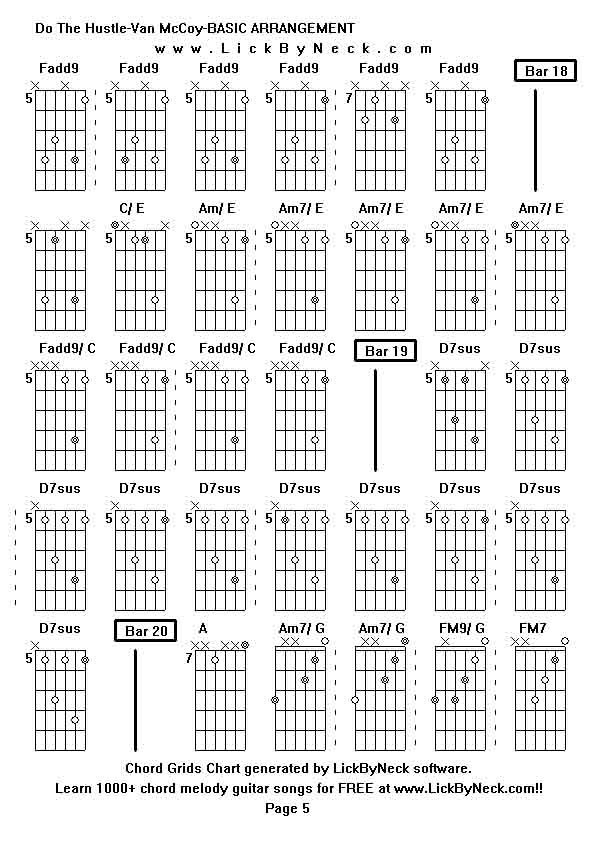 Chord Grids Chart of chord melody fingerstyle guitar song-Do The Hustle-Van McCoy-BASIC ARRANGEMENT,generated by LickByNeck software.